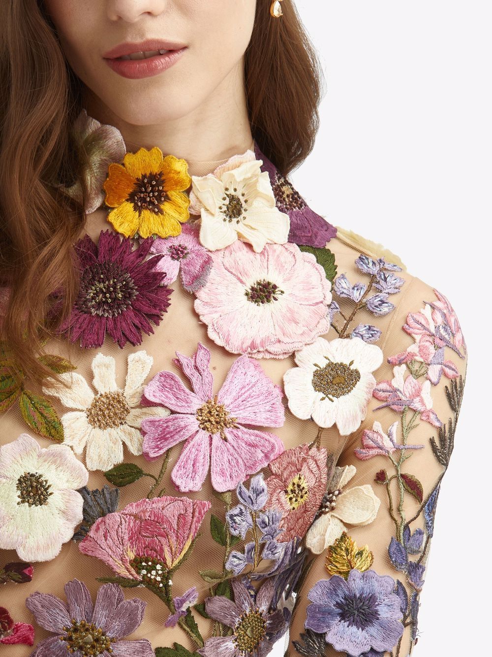 фото Oscar de la renta платье мини с цветочной вышивкой