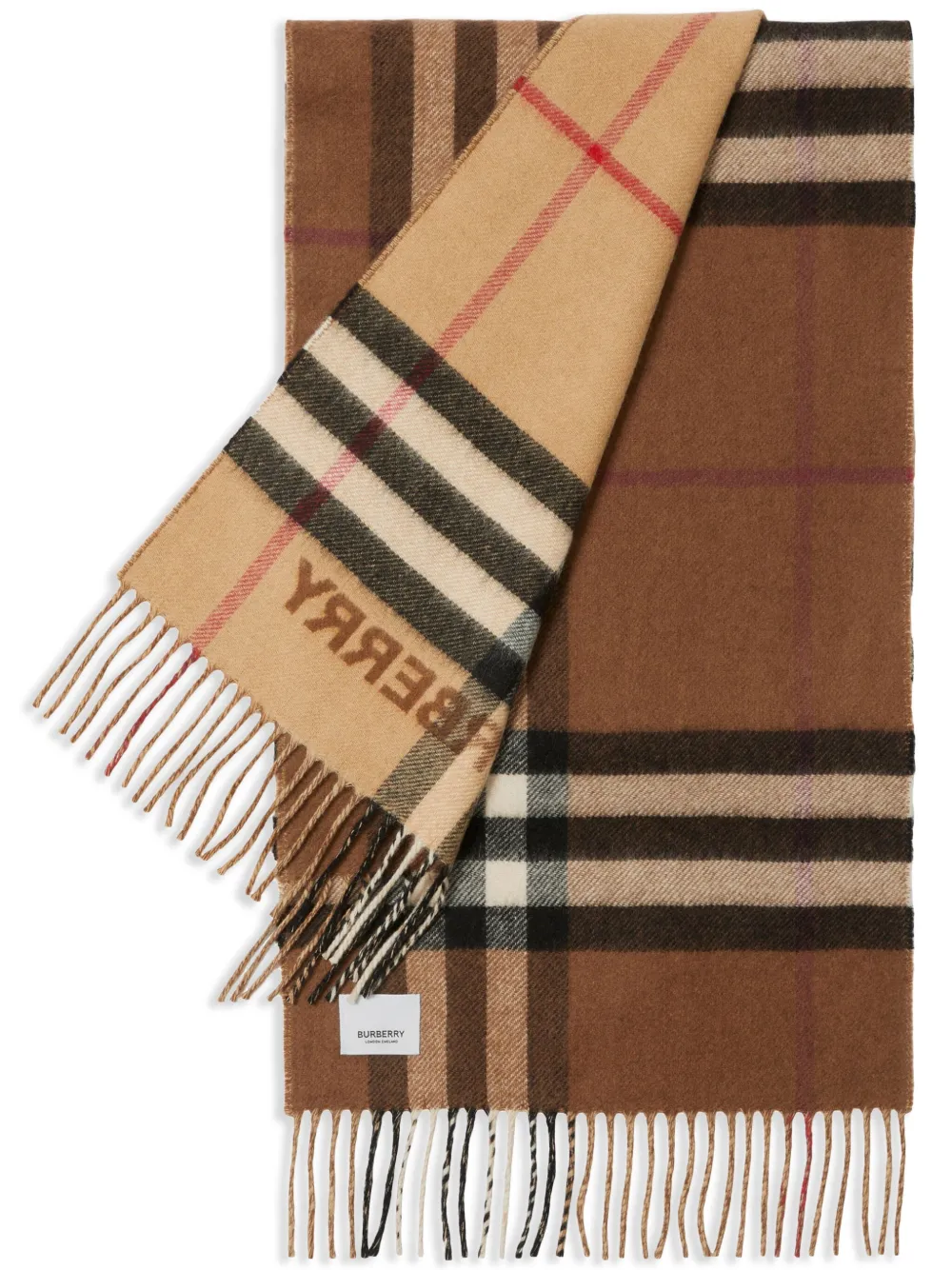 Burberry Two-Tone Checked Cashmere Scarf - Brown