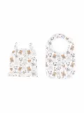 Moschino Kids toy-bear print bib set - White