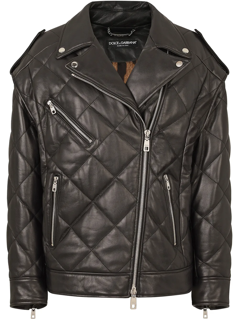 Dolce & Gabbana quilted zip-fastening biker jacket | Black | Image 1