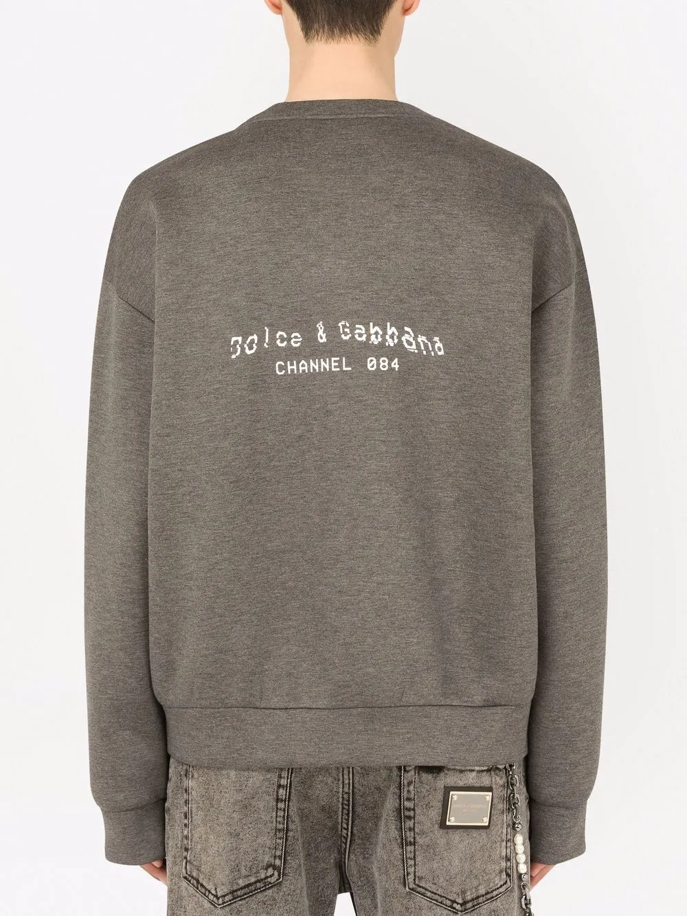 Shop Dolce & Gabbana Graphic-print Cotton Sweatshirt In Grey