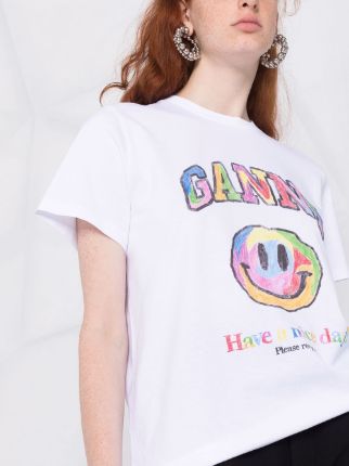 slogan logo-print organic cotton T-shirt展示图