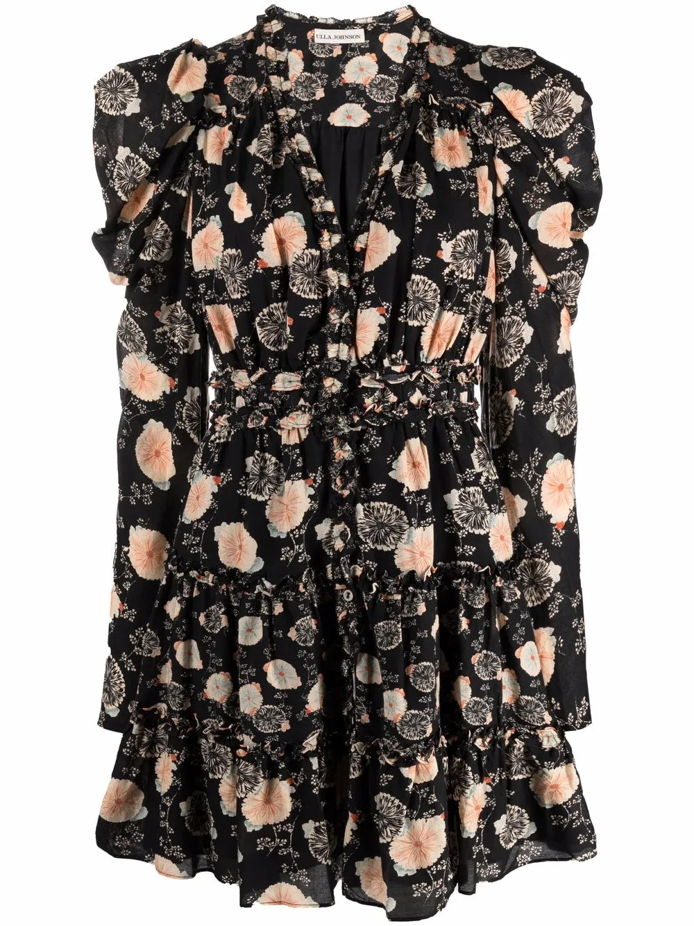 

Ulla Johnson vestido corto con estampado floral - Negro