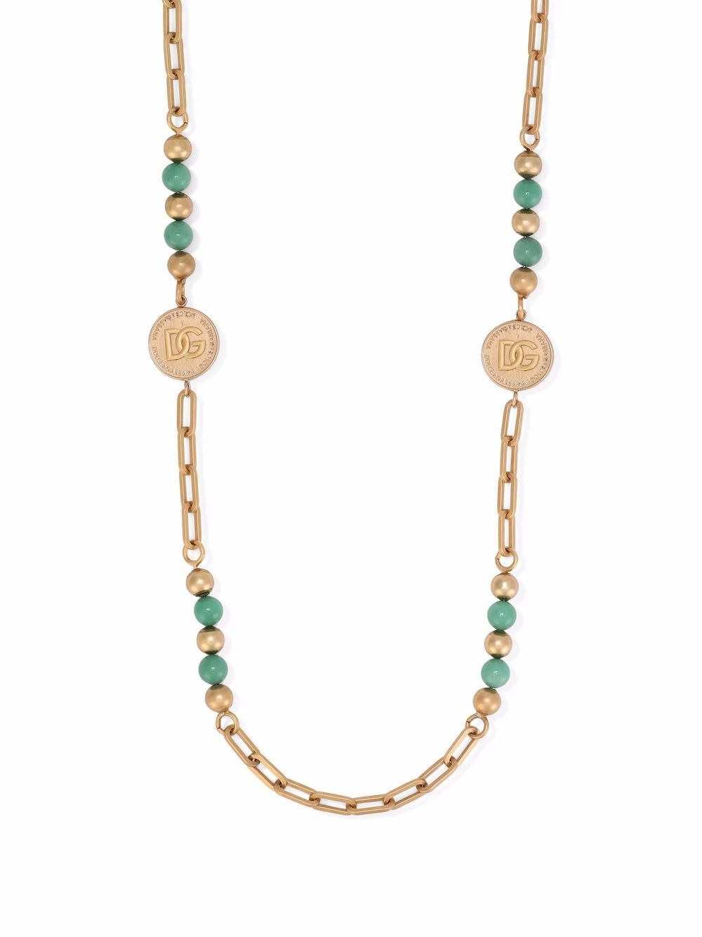 Shop Dolce & Gabbana Dg-logo Medallion Necklace In Gold