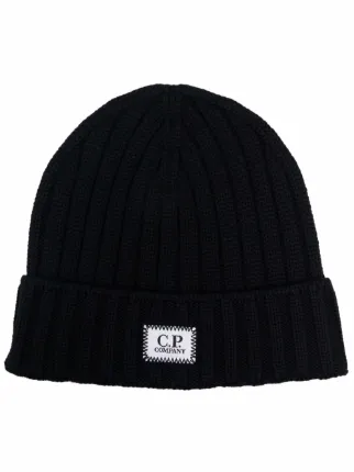 C.P. Company logo-patch knit beanie 