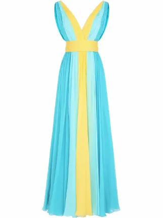 dolce and gabbana blue and yellow dress Dolce & Gabbana // Blue & Multi Silk Print Dress – VSP Consignment main image 1
