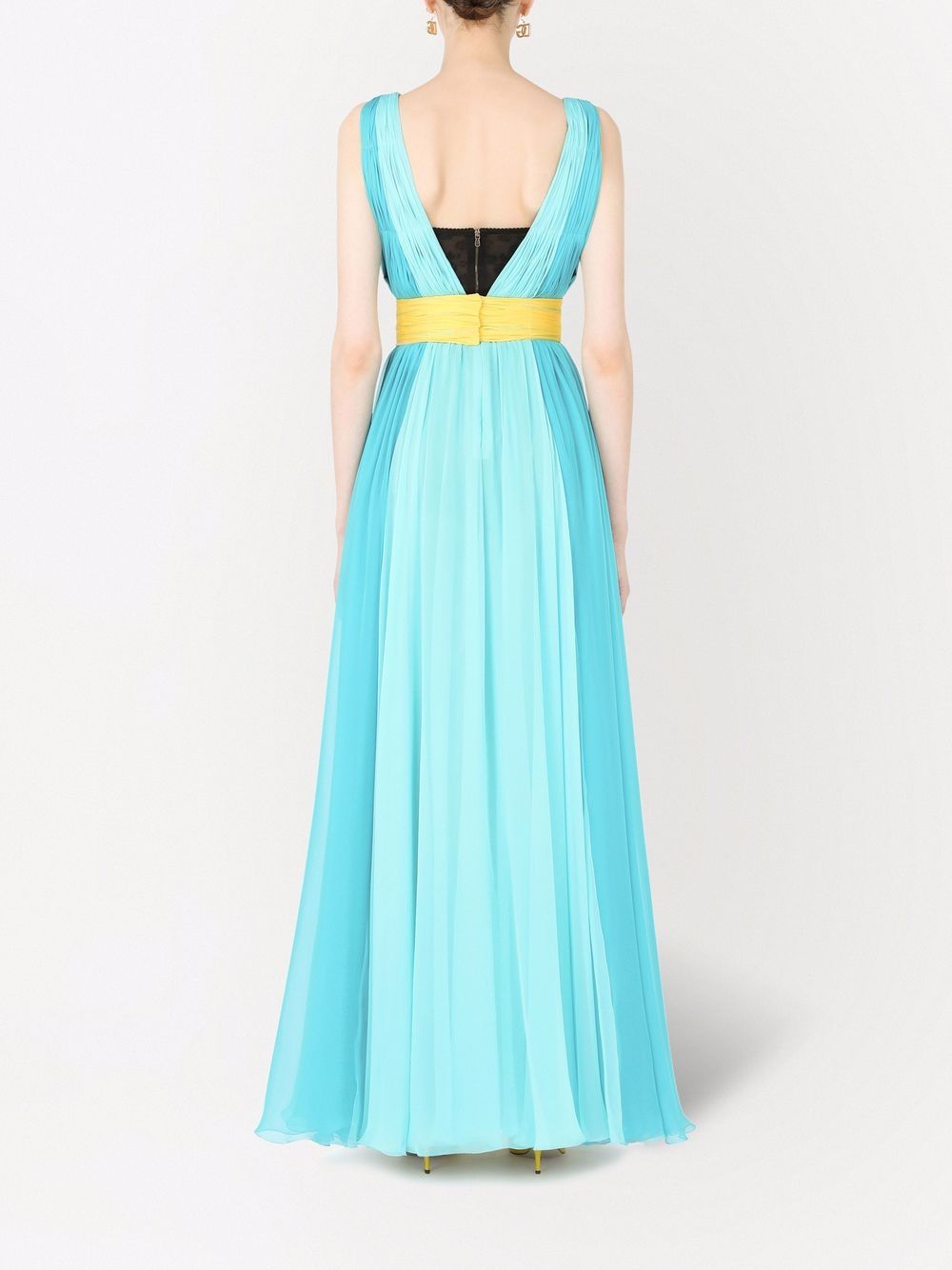 Shop Dolce & Gabbana Sleeveless Silk Gown In Blue