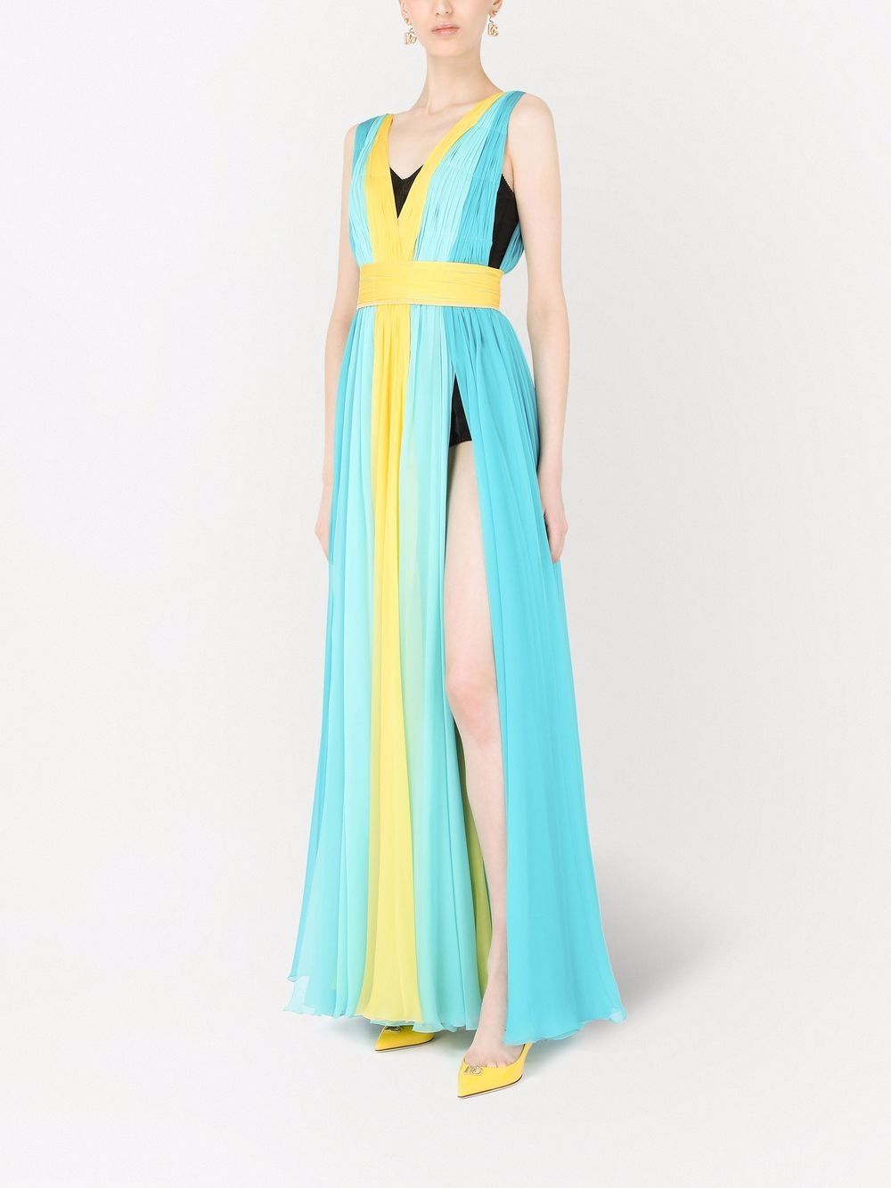 Shop Dolce & Gabbana Sleeveless Silk Gown In Blue