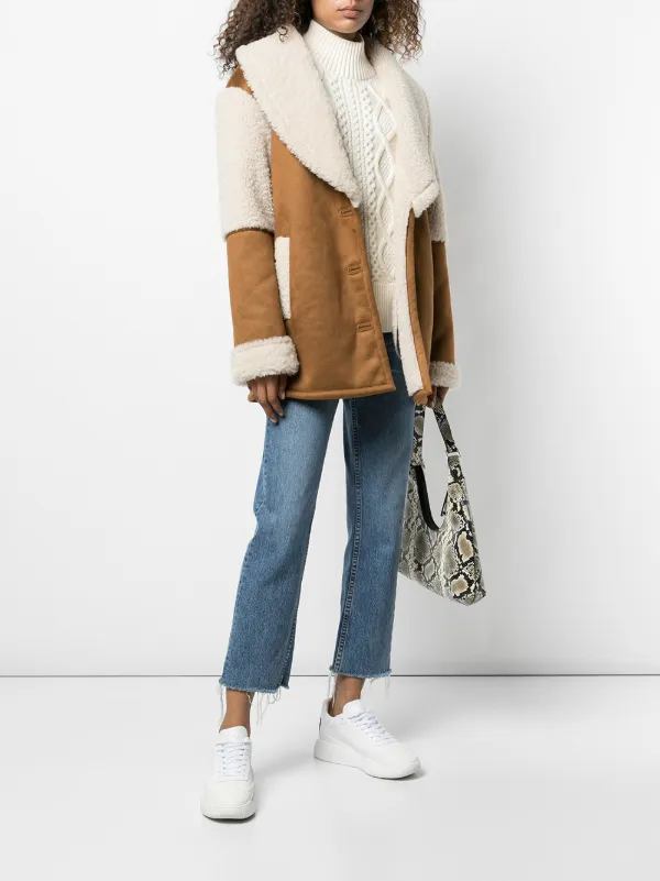 shearling trim coat