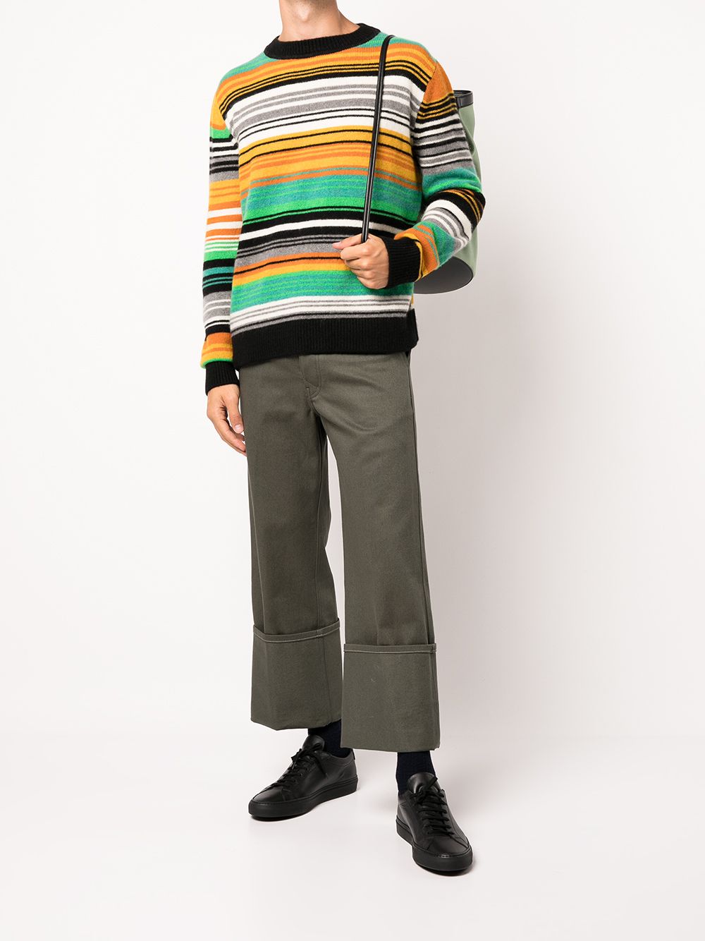 The Elder Statesman Quarter Stripe Knitted crew-neck Jumper - Farfetch