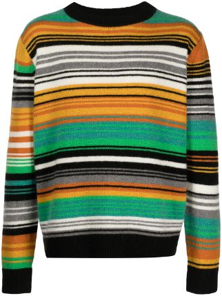 The Elder Statesman Quarter Stripe Knitted crew-neck Jumper - Farfetch