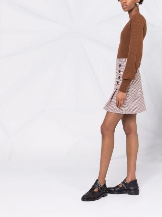 check-print pleated hem mini skirt展示图