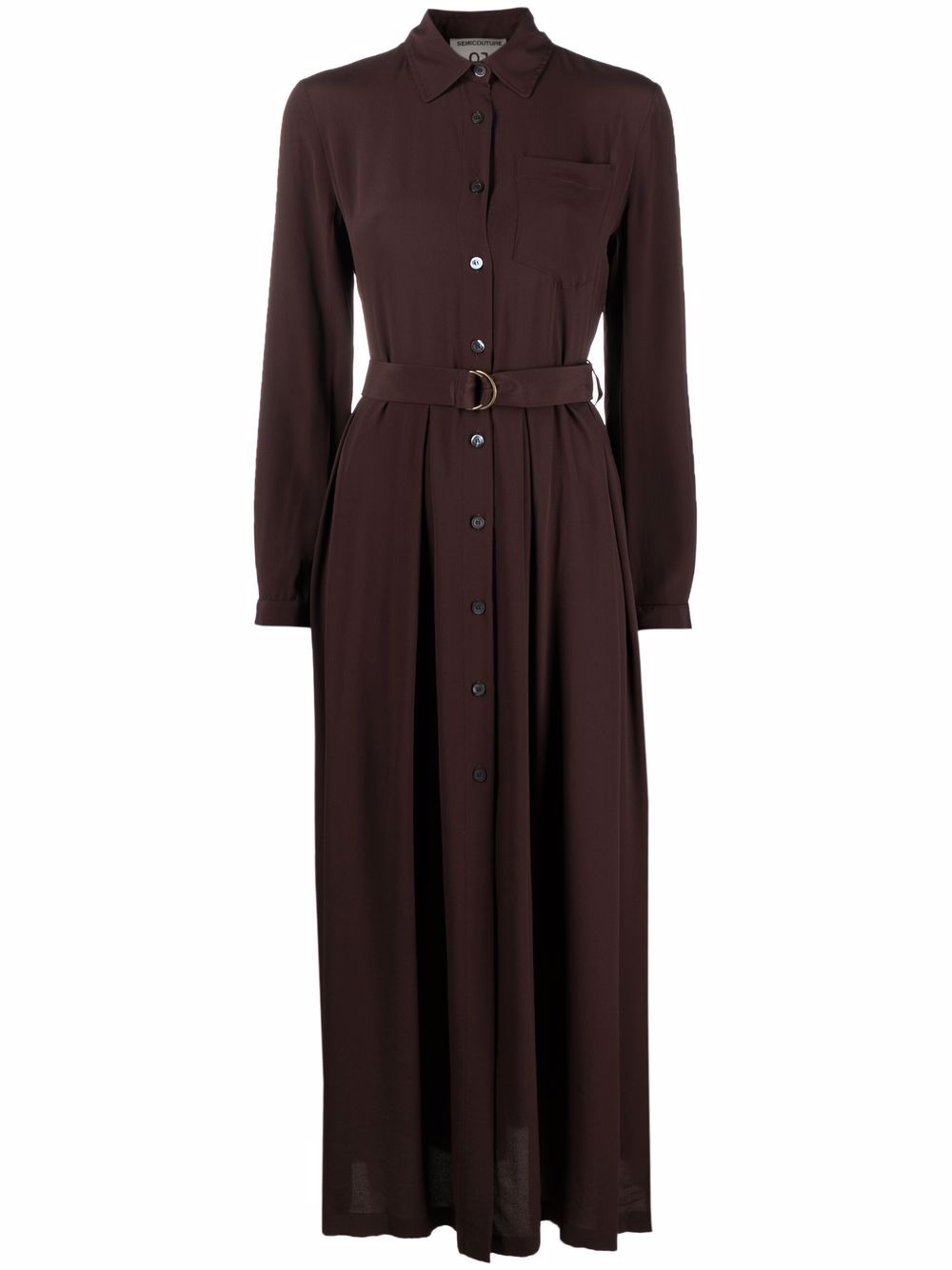 

Semicouture belted midi shirt dress - Brown