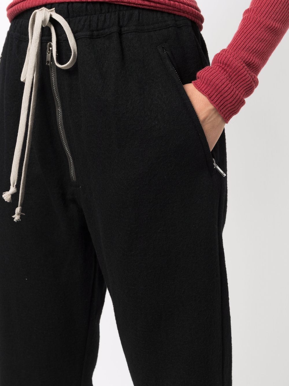 Shop Rick Owens Drawstring Straight Trousers In Black