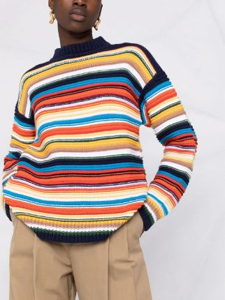 stripe-pattern cotton sweater展示图