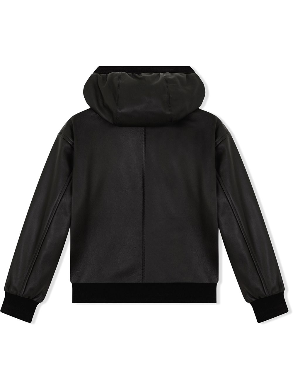 Shop Dolce & Gabbana Logo-patch Hooded Leather Coat In Black