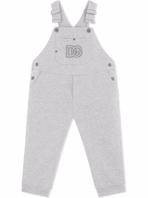 Dolce & Gabbana Kids logo-embroidered cotton dungarees