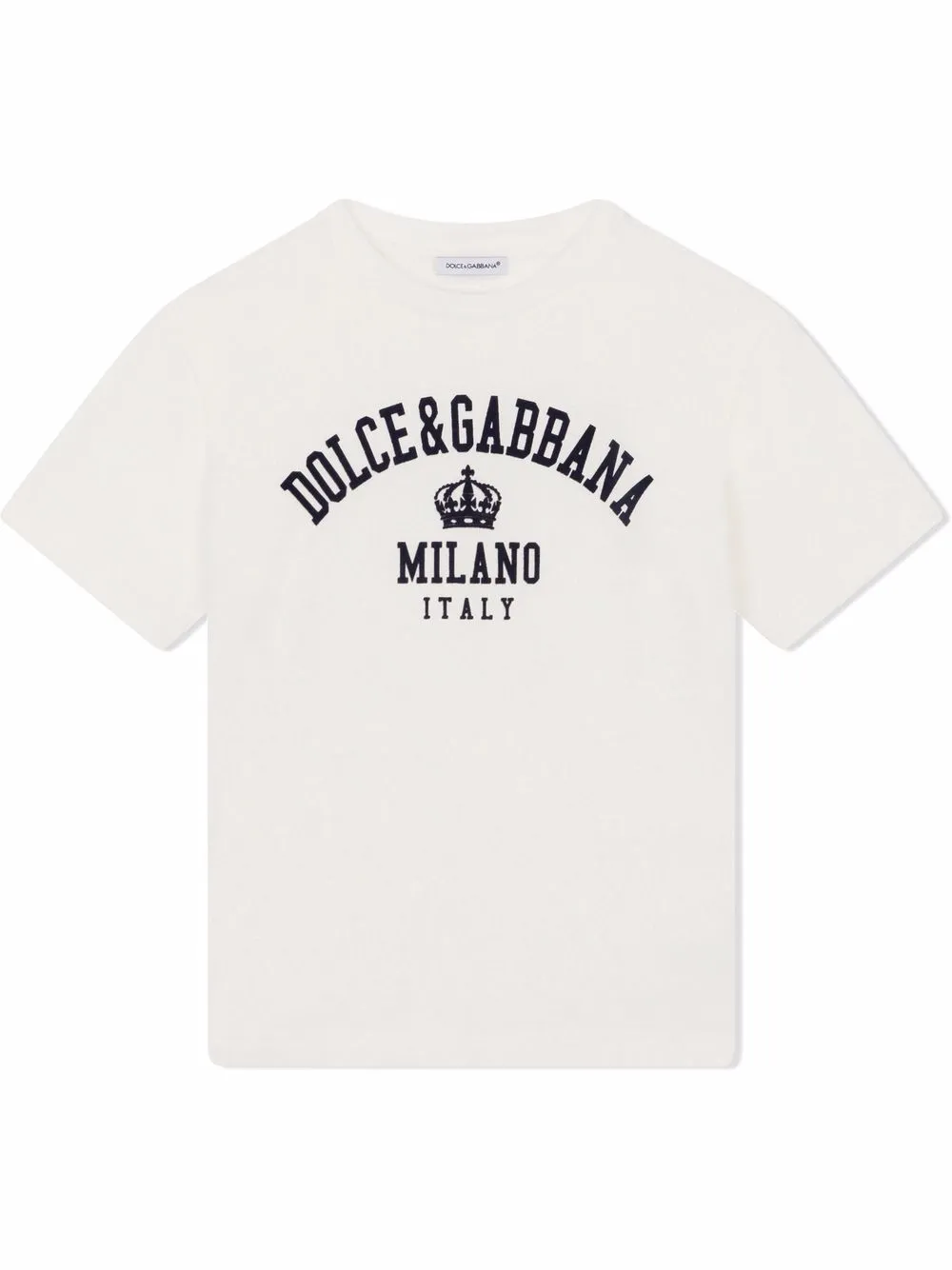 

Dolce & Gabbana Kids flocked logo-print cotton T-shirt - White