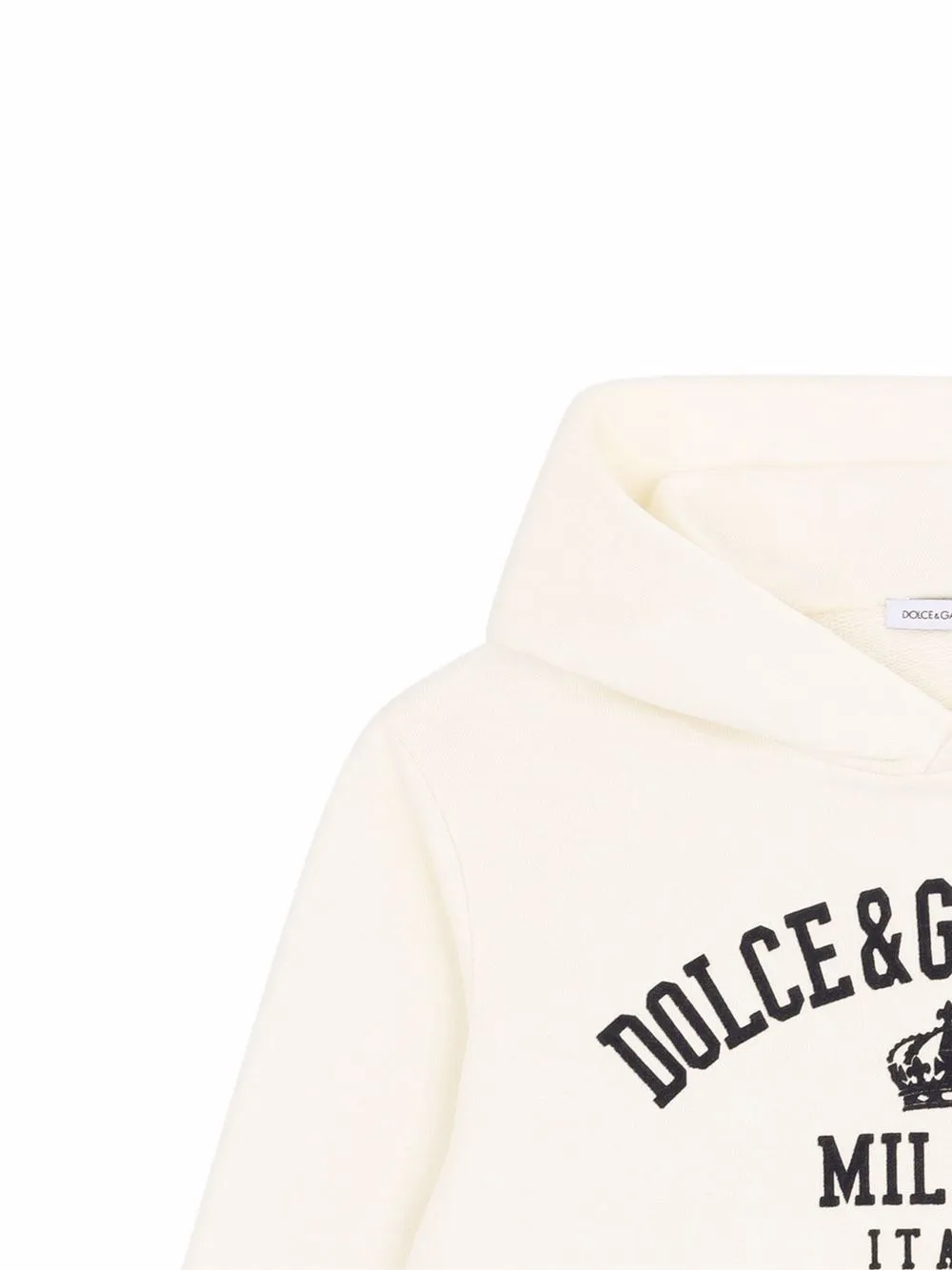 Dolce And Gabbana Logo Print Stretch Cotton Hoodie In White Prnt Modesens