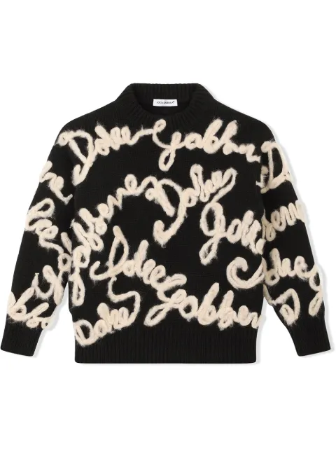 Dolce & Gabbana Kids logo-embroidered virgin wool jumper