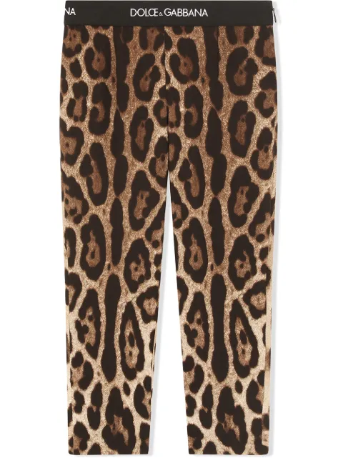 Dolce & Gabbana Kids leopard-print stretch-silk leggings