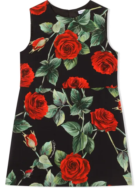 Dolce & Gabbana Kids rose-print sleeveless dress