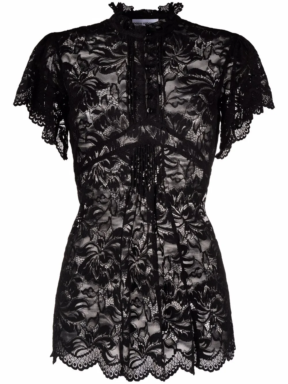 

Paco Rabanne lace-embroidered sheer blouse - Black