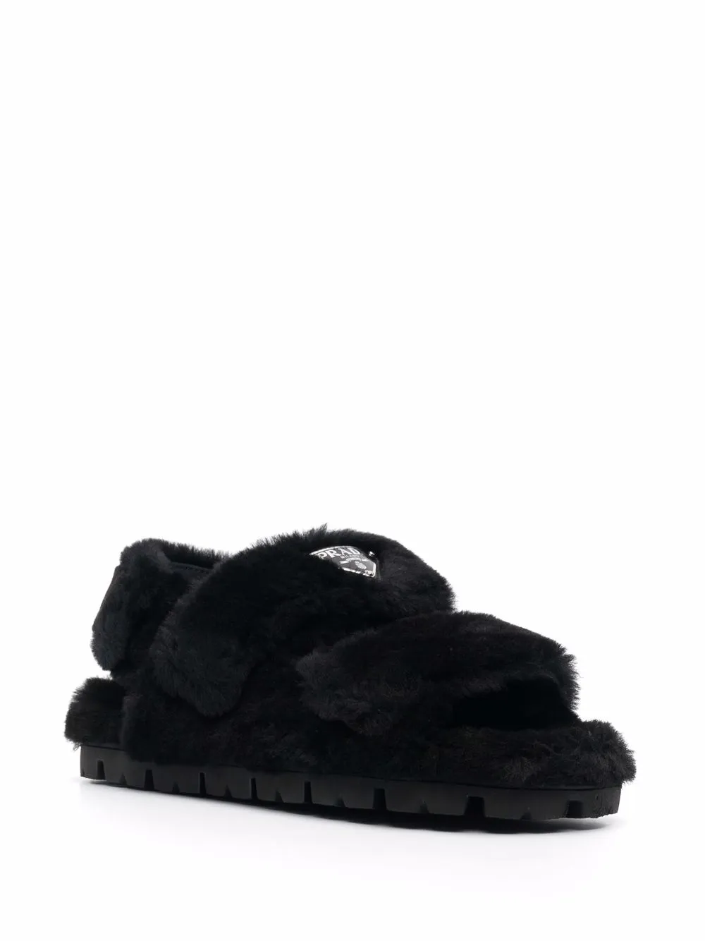 Prada Sandalen met logopatch - Zwart