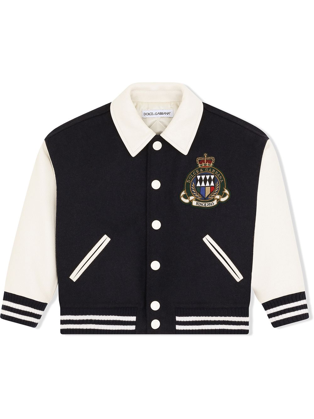 Dolce & Gabbana Kids' Embroidered-logo Baseball Jacket In Blue