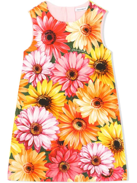 Dolce & Gabbana Kids sleeveless gerbera-daisy print dress