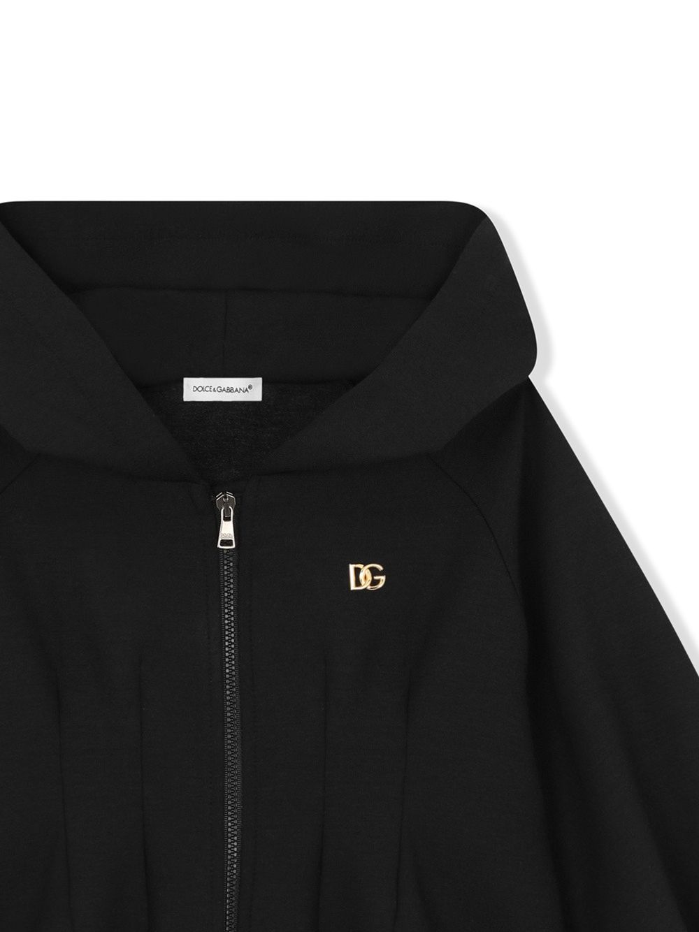 Shop Dolce & Gabbana Hooded Zip-front Sweatshirt In Black