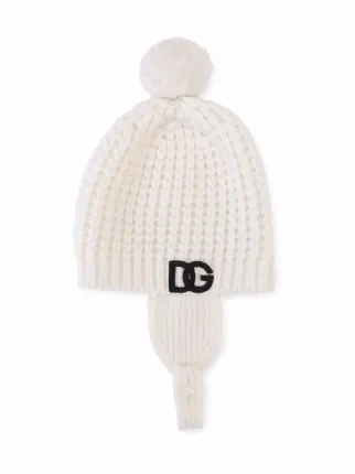 Dolce & Gabbana Kids Chunky Knit Wool Beanie | White  display picture 2