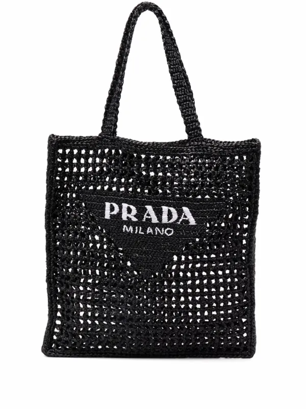 Prada interwoven design logo print Shoulder Bag Farfetch