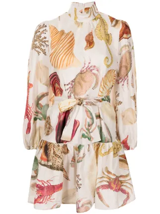 ALEMAIS Atlantis shell-print Mini Dress 