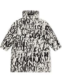 ＜Farfetch＞ Dolce & Gabbana Kids ドルチェ＆ガッバーナキッズ キルティング ロゴ コート - ブラック画像