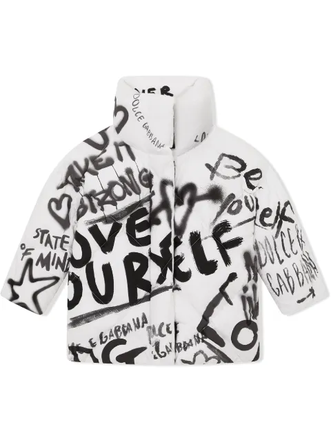 Dolce & Gabbana Kids معطف مبطن بطبعة غرافيتي