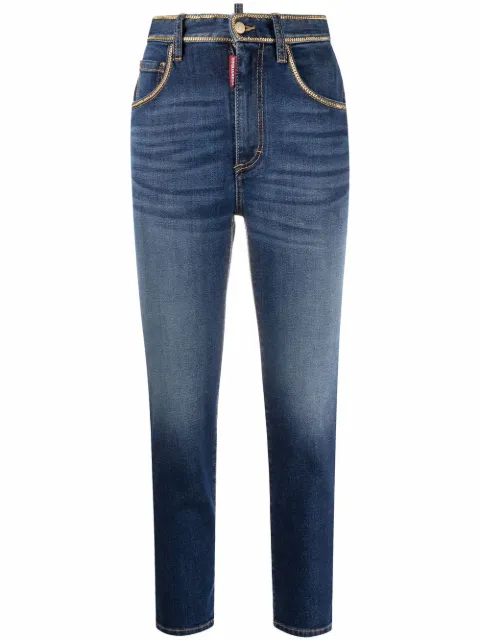 DSQUARED2 high-waisted chain-trim cropped jeans
