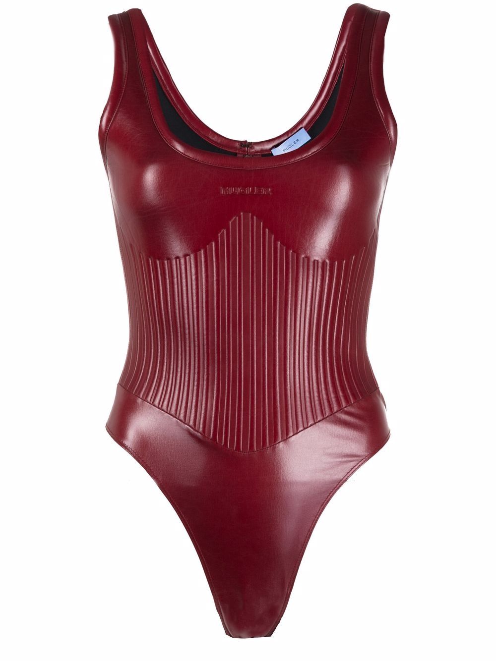 mugler red bodysuit