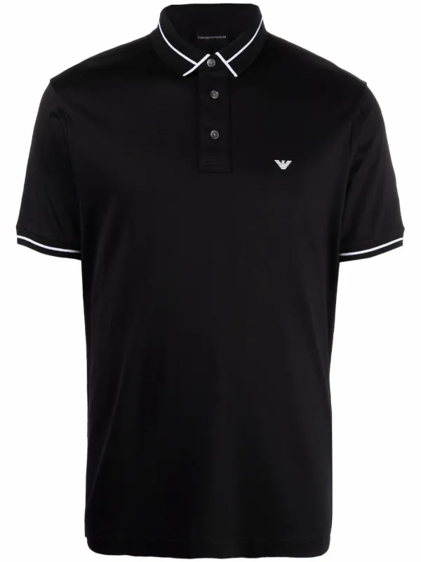 Shop Emporio Armani stripe-trimmed polo 