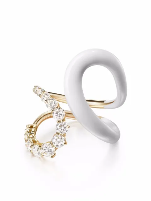 Melissa Kaye 18kt yellow gold Aria Jane diamond and enamel ring