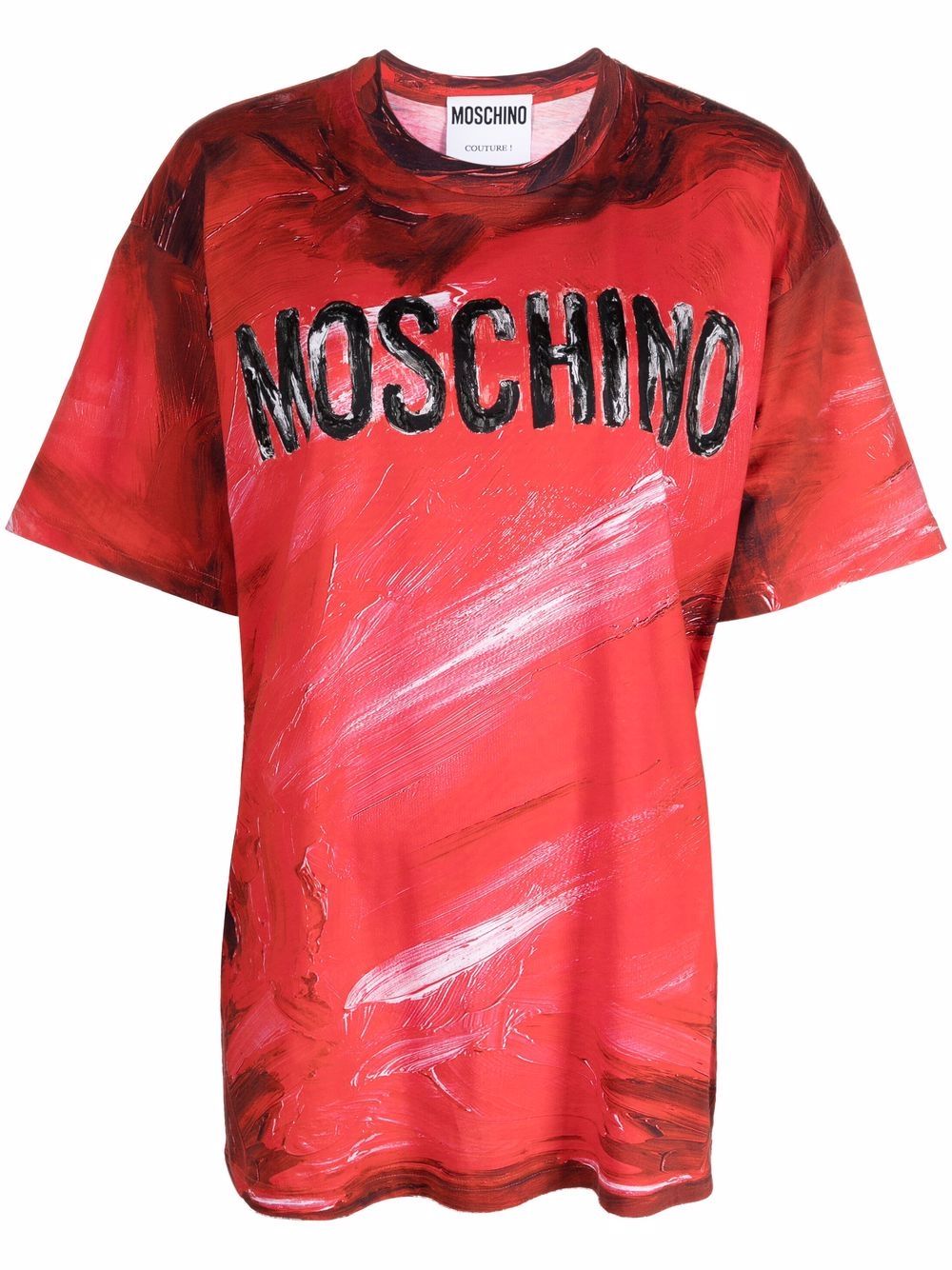 фото Moschino футболка с принтом brushstroke и логотипом