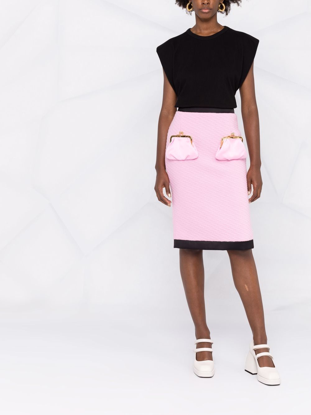 Shop Moschino Purse-pocket Skirt In Rosa