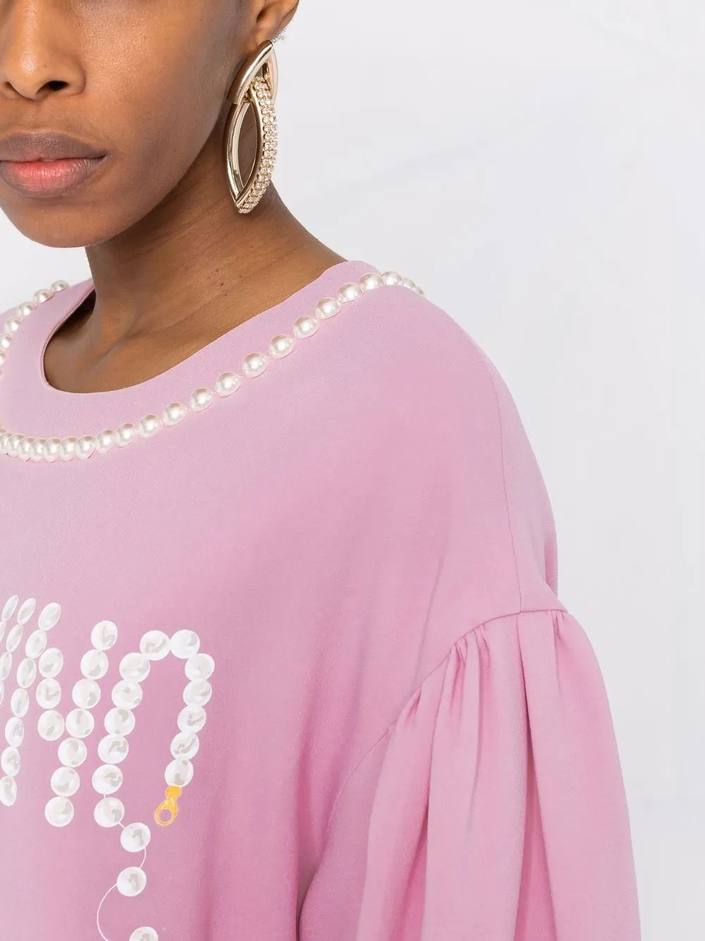 Moschino T-shirtjurk verfraaid met parels Roze
