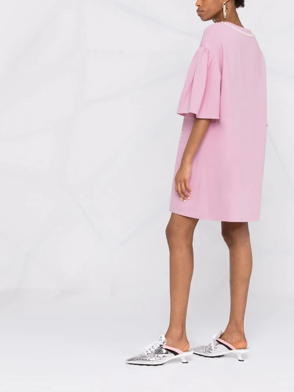 Moschino T-shirtjurk verfraaid met parels Roze