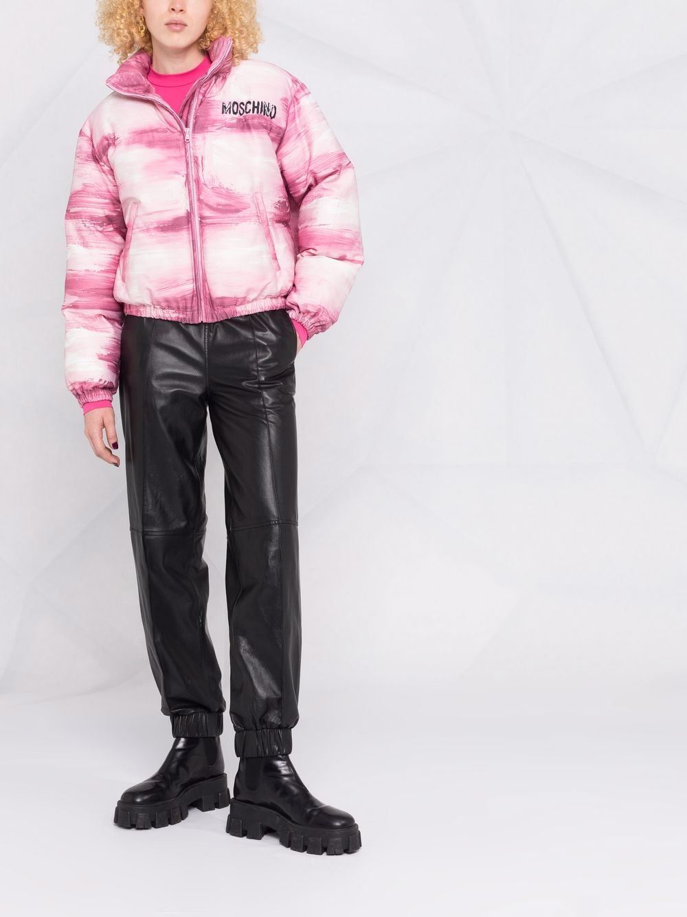 Image 2 of Moschino brushstroke-print puffer jacket