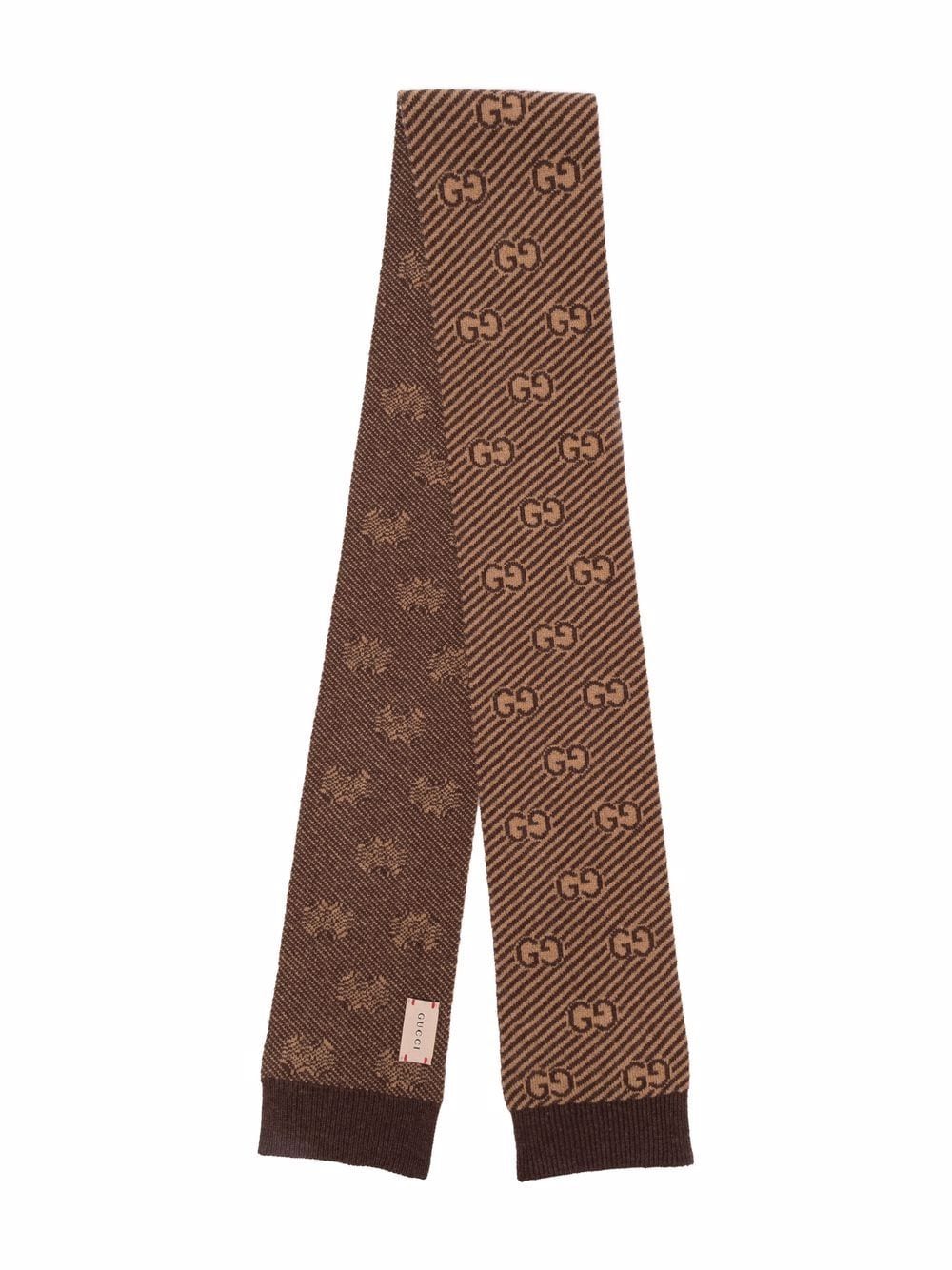 Gucci Kids' Monogram-pattern Wool Scarf In Brown