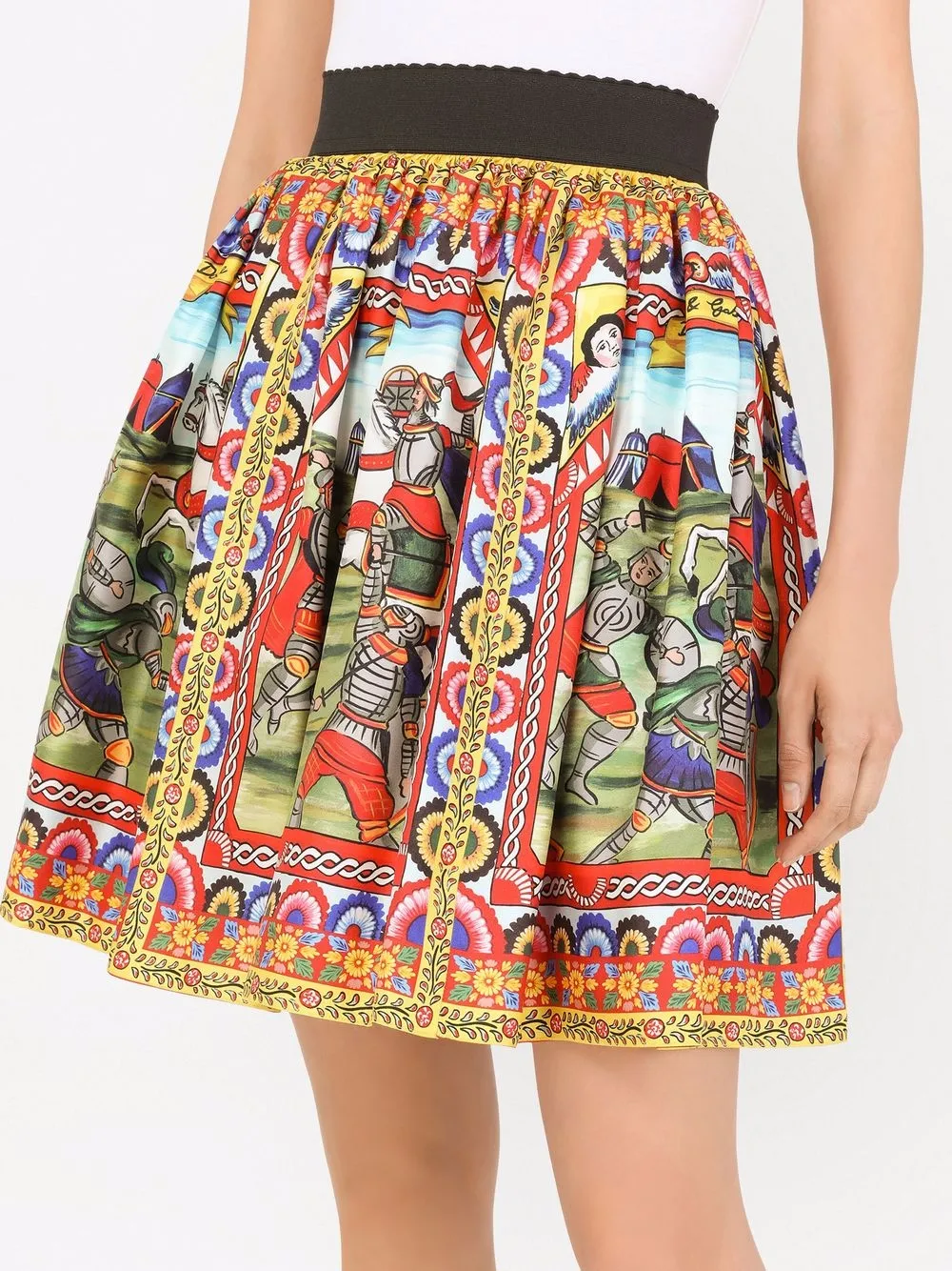 Shop Dolce & Gabbana Graphic-print A-line Skirt In Green