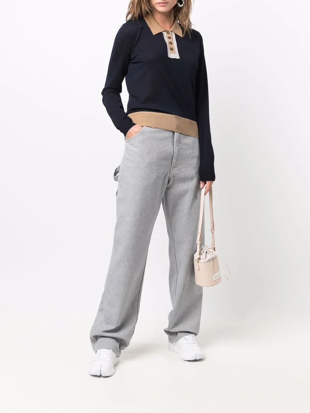 фото Maison margiela трикотажный топ с контрастным воротником