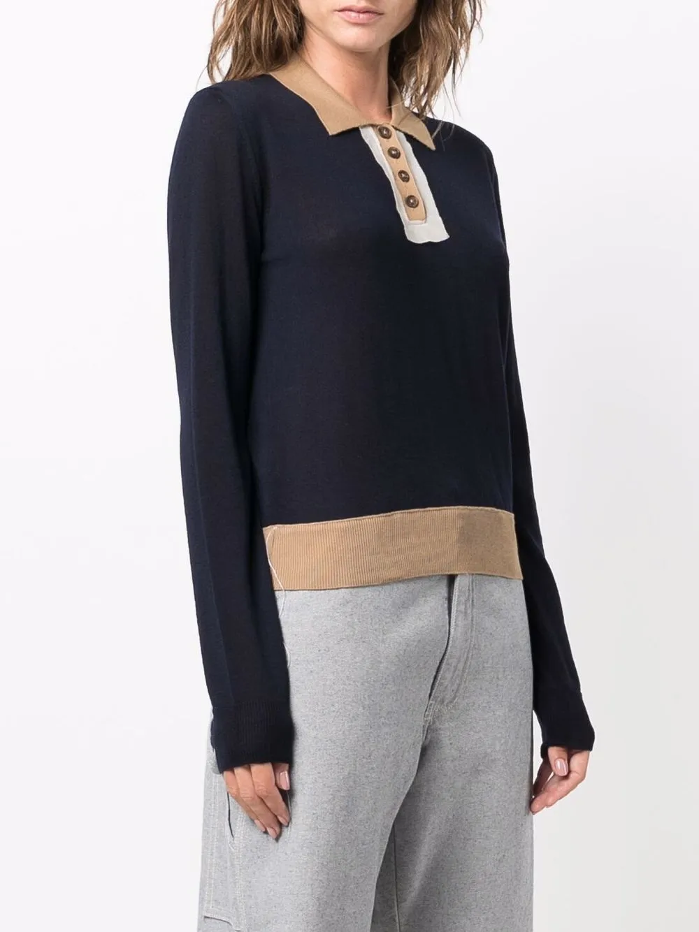 фото Maison margiela трикотажный топ с контрастным воротником