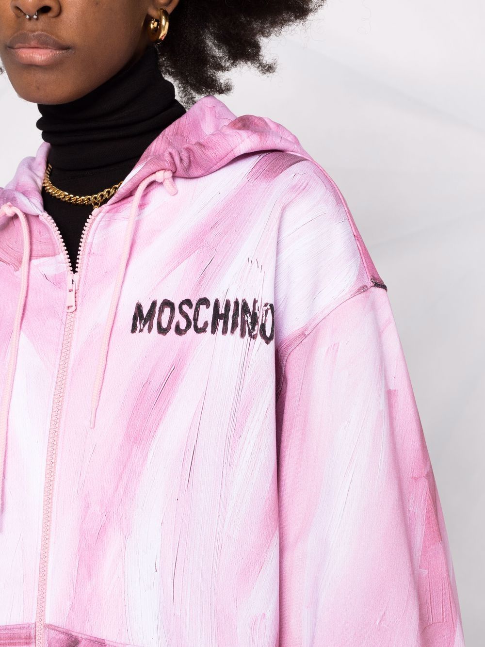 фото Moschino худи на молнии с принтом brushstroke